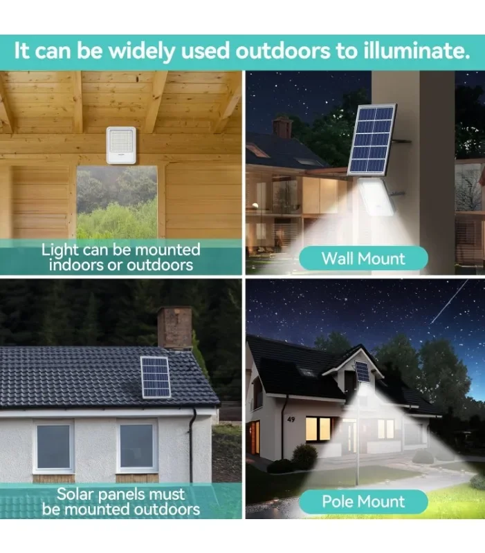 Luces de inundación de calle solares para exteriores, luces de estacionamiento solares de 2000W, luces de calle de 150000LM de atardecer al amanecer, IP67, resistente al agua