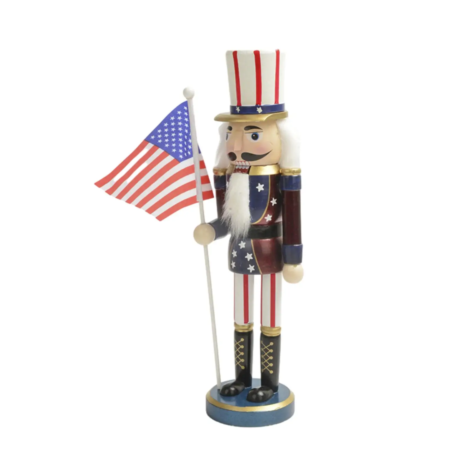 Christmas Nutcracker Figurine Ornament with American Flag Multifunctional