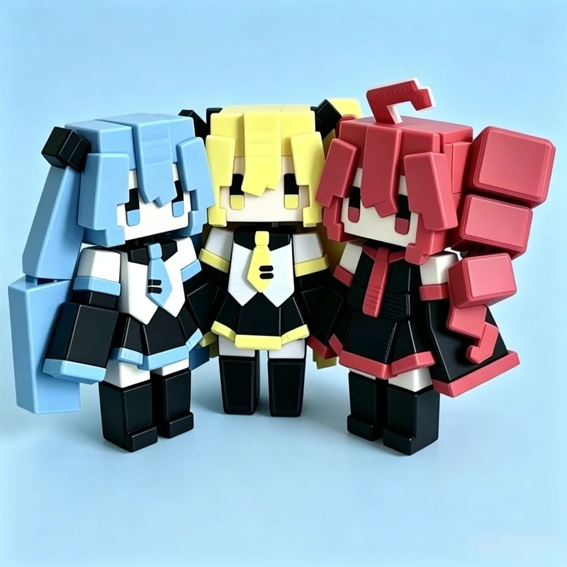 5cm 3 Miku Teto Yabe Cute Pixel Dolls Art Style Action Toys Backpack Decoration Anime Fans Birthday Gifts Collectibles