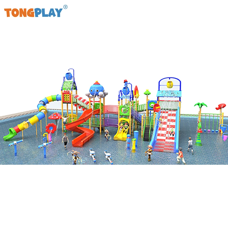 Water Amusement Park Play Toys Aqua Park Splash Game Equipment Water Slide with Tipping Buckets for Sale