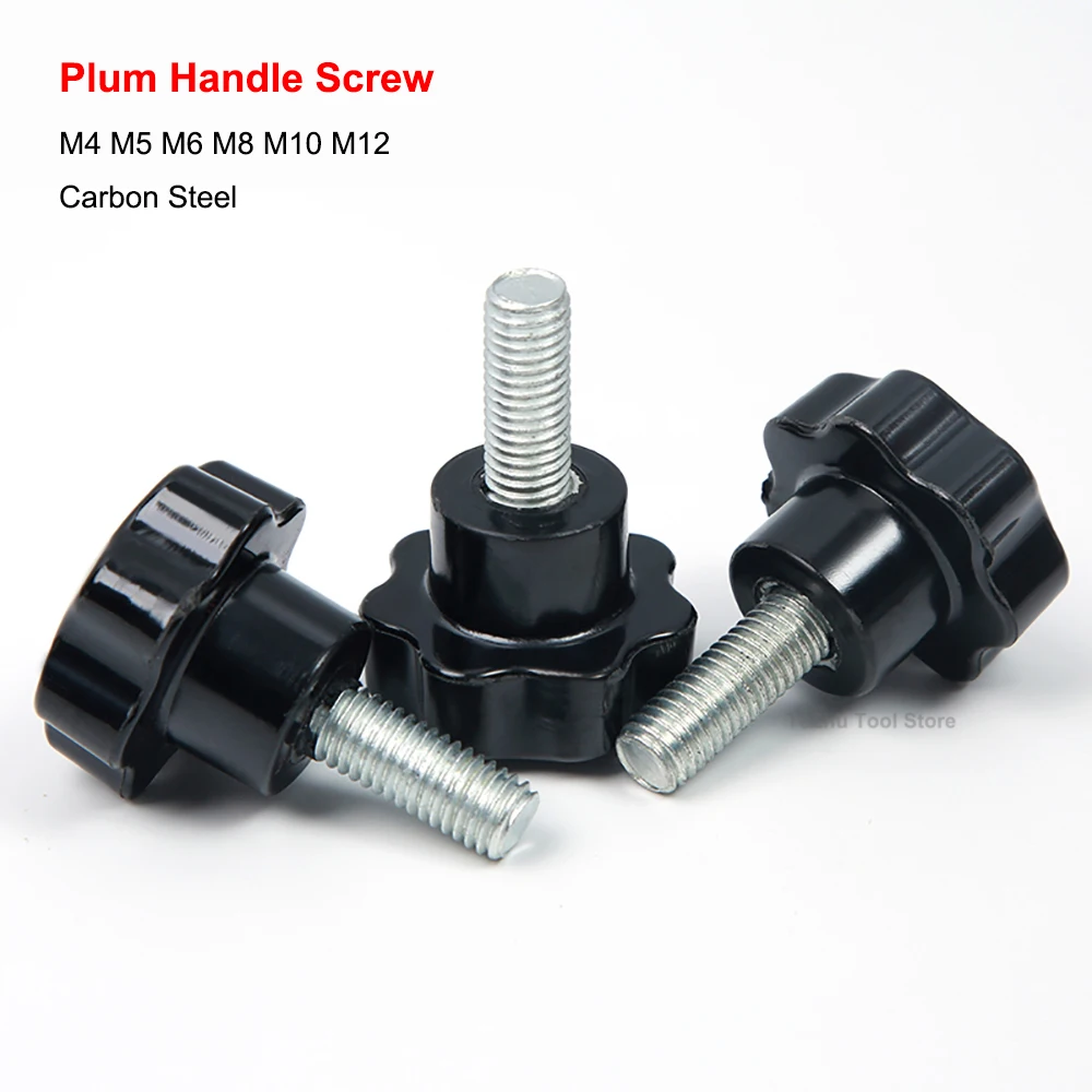 

M4 M5 M6 M8 M10 M12 Plum Handle Screw Seven-star Handle Hand Screw Bolt Carbon Steel Knob High Temperature Resistance