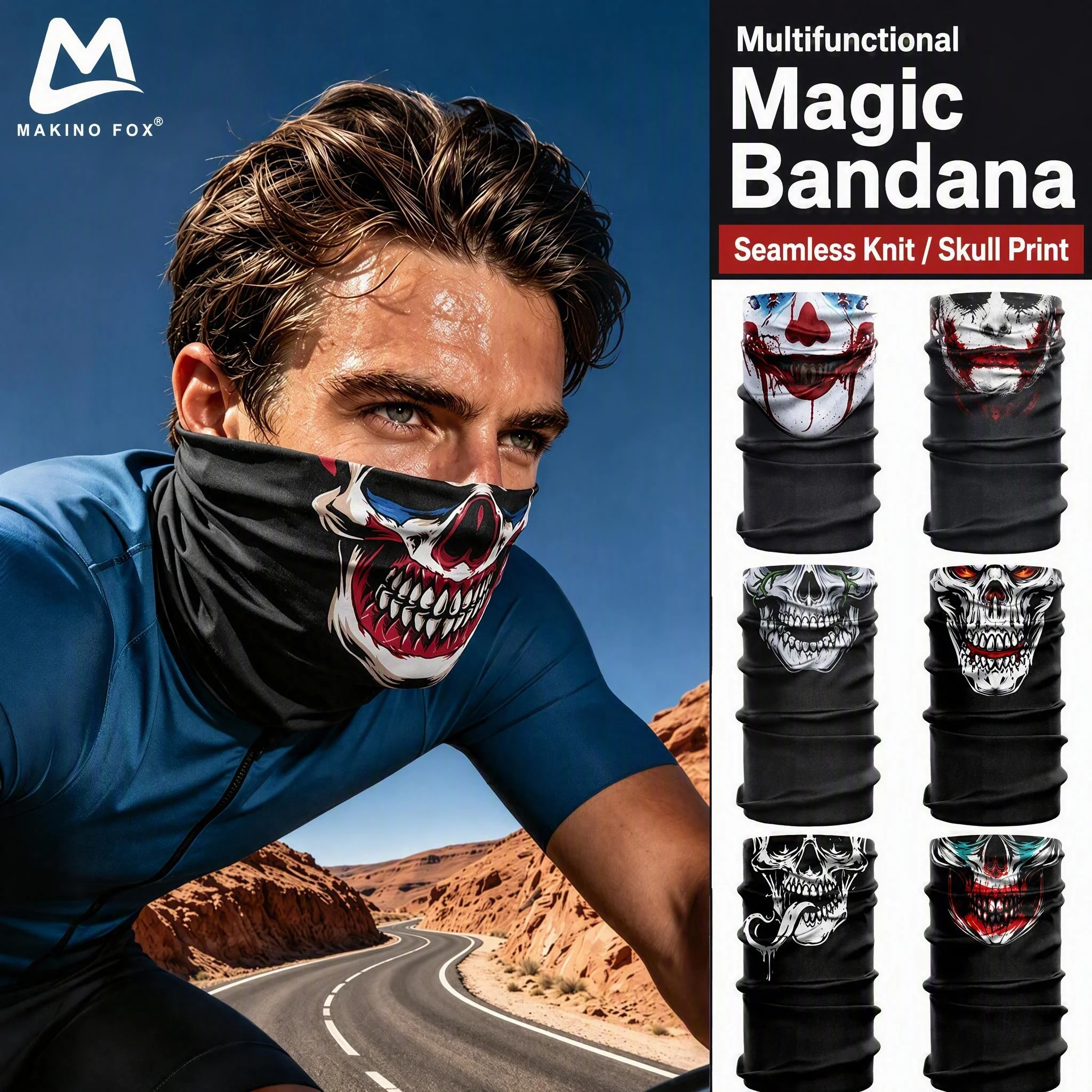 Climbing Scarf Mask Cycling Sun Protection Multifunctional Seamless Headscarf Halloween Hiking Tactical Neck Cover for Man Woman