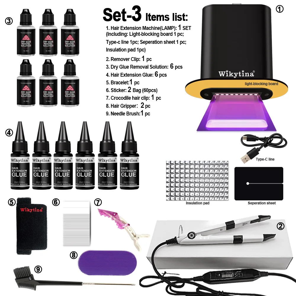Geavanceerde V Light Hair Extensions Kit Tape-In Extensions met High-Tech UV-machine en lijm voor kwaliteit salongebruik Naadloos haar