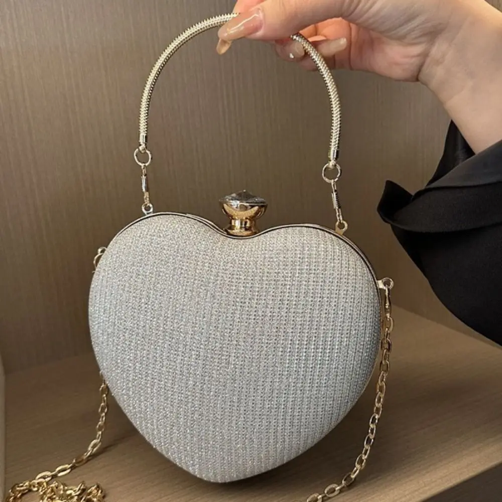 

Французская вечерняя сумка-клатч с блестками и стразами в форме сердца, вместительная сумка-бокс для ужина, женская сумка