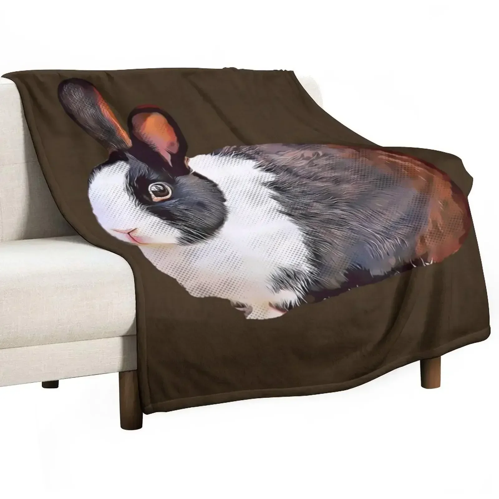 

Adorable Black and White Chubby Dutch Rabbit Throw Blanket For Decorative Sofa Cute Decoratives Summer Blankets