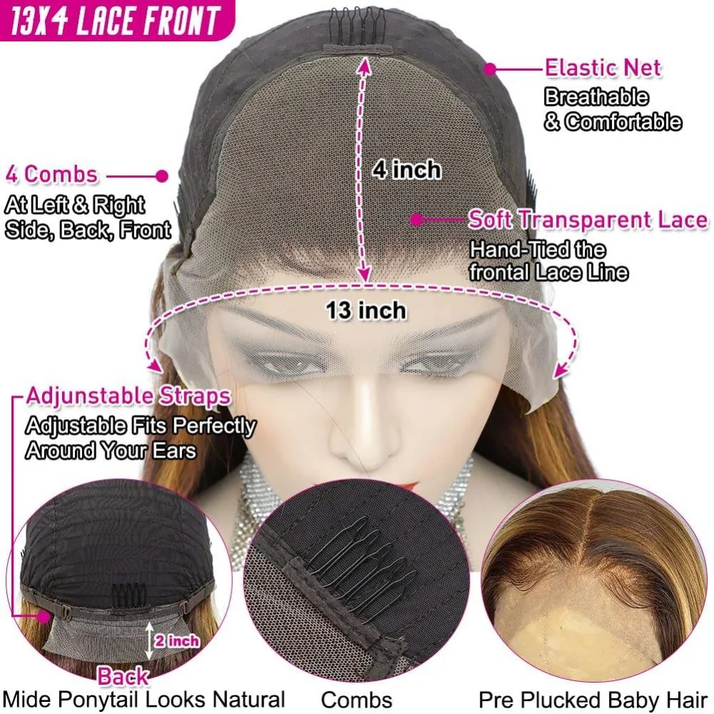 13x6 Lace Front Wigs 200% Density Lace Front Wig Pre Plucked Glueless Wigs Deep Wave Black Synthetic Lace Front Wig 13x4 HD Lace Frontal Wigs Natural Lace Closure Wigs for Black Women 26 Inch On Clear image 5