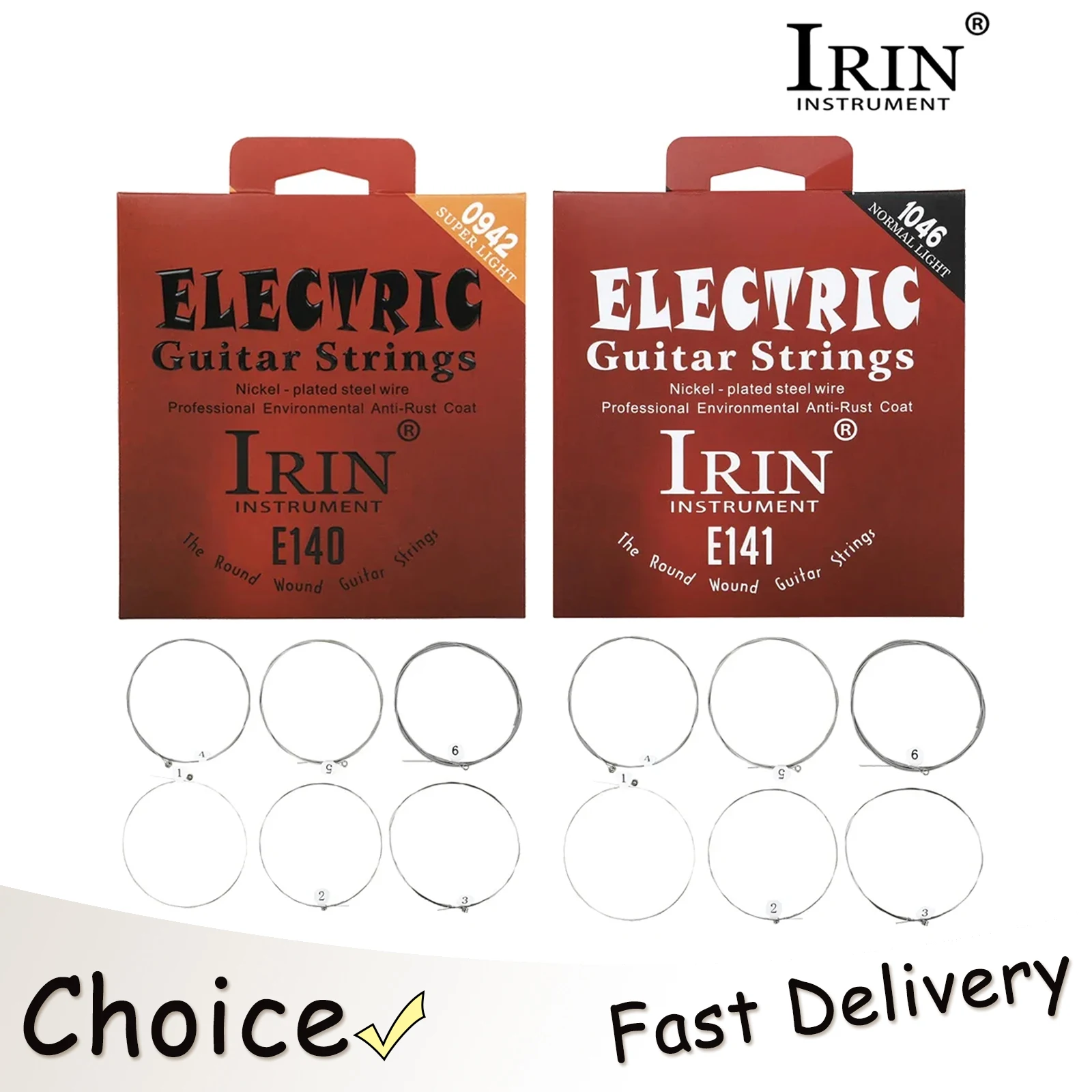 Cuerdas de Guitarra eléctrica IRIN, aleación de alto carbono, envoltura de acero de níquel, cuerdas de práctica profesional, piezas de Guitarra eléctrica