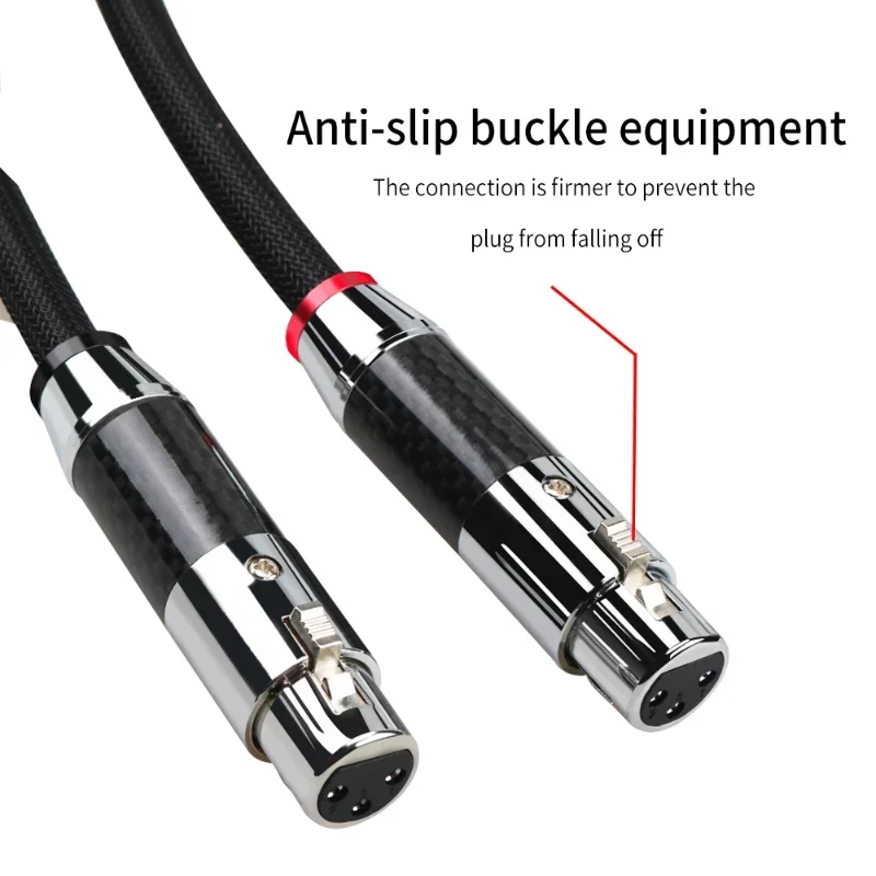 6N 순수 실버 XLR 케이블 탄소 섬유 로듐 도금 XLR 플러그 HiFi 오디오 앰프 CD 플레이어 밸런스드 켈