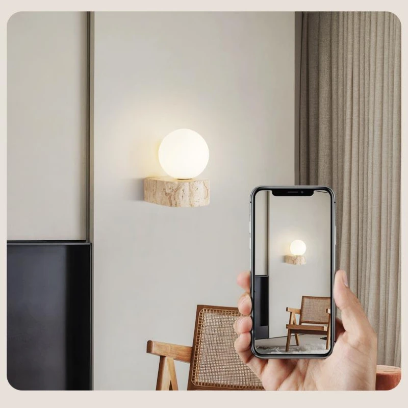 Modern LED Wall Glass Lamp Japanese Retro Simple Warm Creative Corridor Light Bedroom Study Bedside Apartment Decoration Light