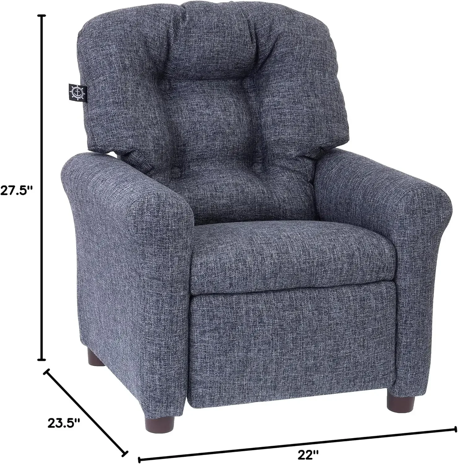 FURNITURE Traditional Kids Recliner, Toddler Ages 1-5 Years, Home Décor Polyester Linen, Gray