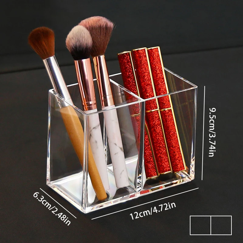 Eyebloguging-Porte-pinceau transparent à 2 grilles, porte-pinceau pour cosmétiques, boîtes de rangement pour pinceaux de maquillage, plusieurs boîtes de rangement