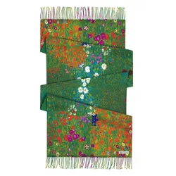 Oil Painting Cashmere Scarf Klimt Flower Farm Winter Scarf Women Rectangle Tassels Keep Warm Pashmina Brand Scarf Shawl Bandana