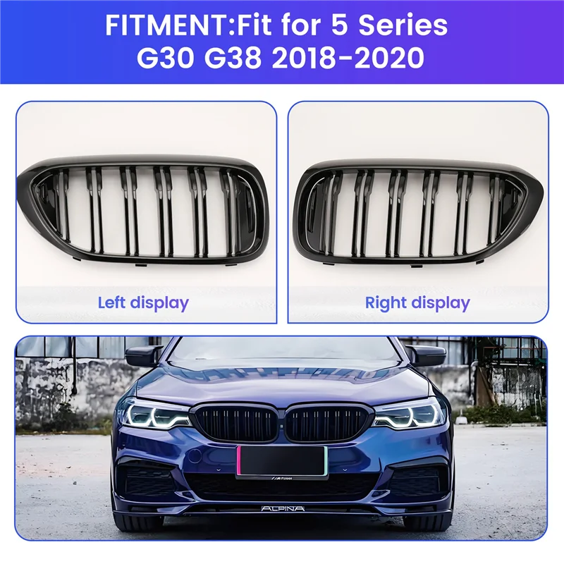 

AB96-Car Front Kidney Grille Carbon Fiber Grill For BMW 5 Series G30 G38 2018 -2020