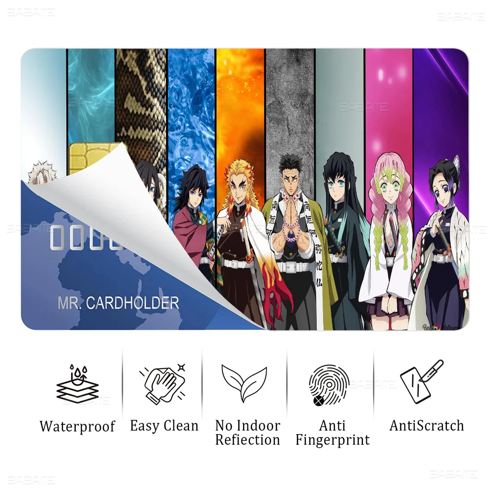 ملصقات جلدية لبطاقة الائتمان Demon Slayer لبطاقة نقل بطاقة البنك VISA ملصق مضاد للماء هدية نسائية مضادة للخدش