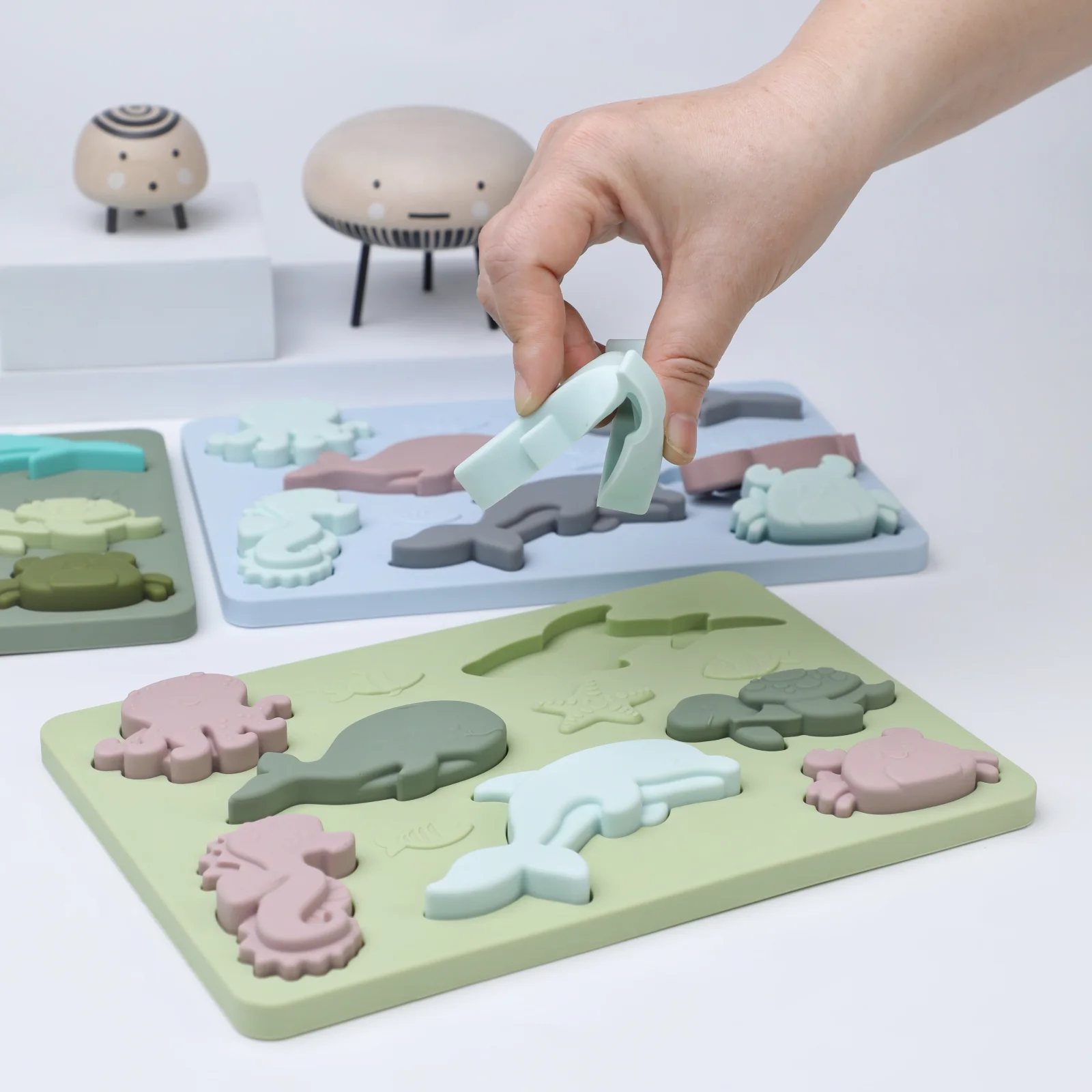 Rompecabezas de animales marinos de silicona para bebés, tablero a juego de geometría, juguetes educativos sensoriales para bebés, gran oferta, nuevo