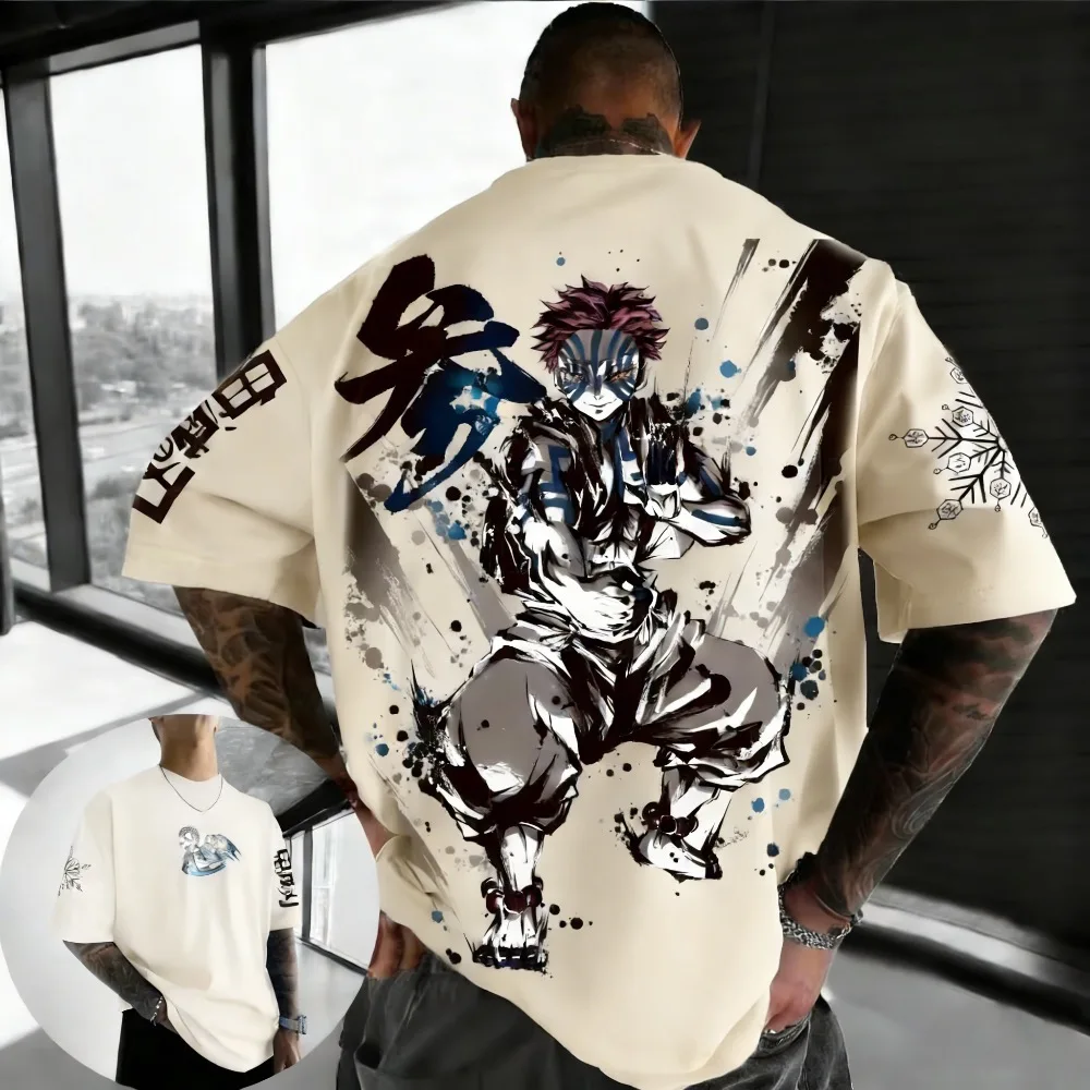 Summer Plus Size Demon Slayer Anime Printed Men, Women T-shirt Casual Parent Child Top Fashion Harajuku Style Street Wear Y2K view 4