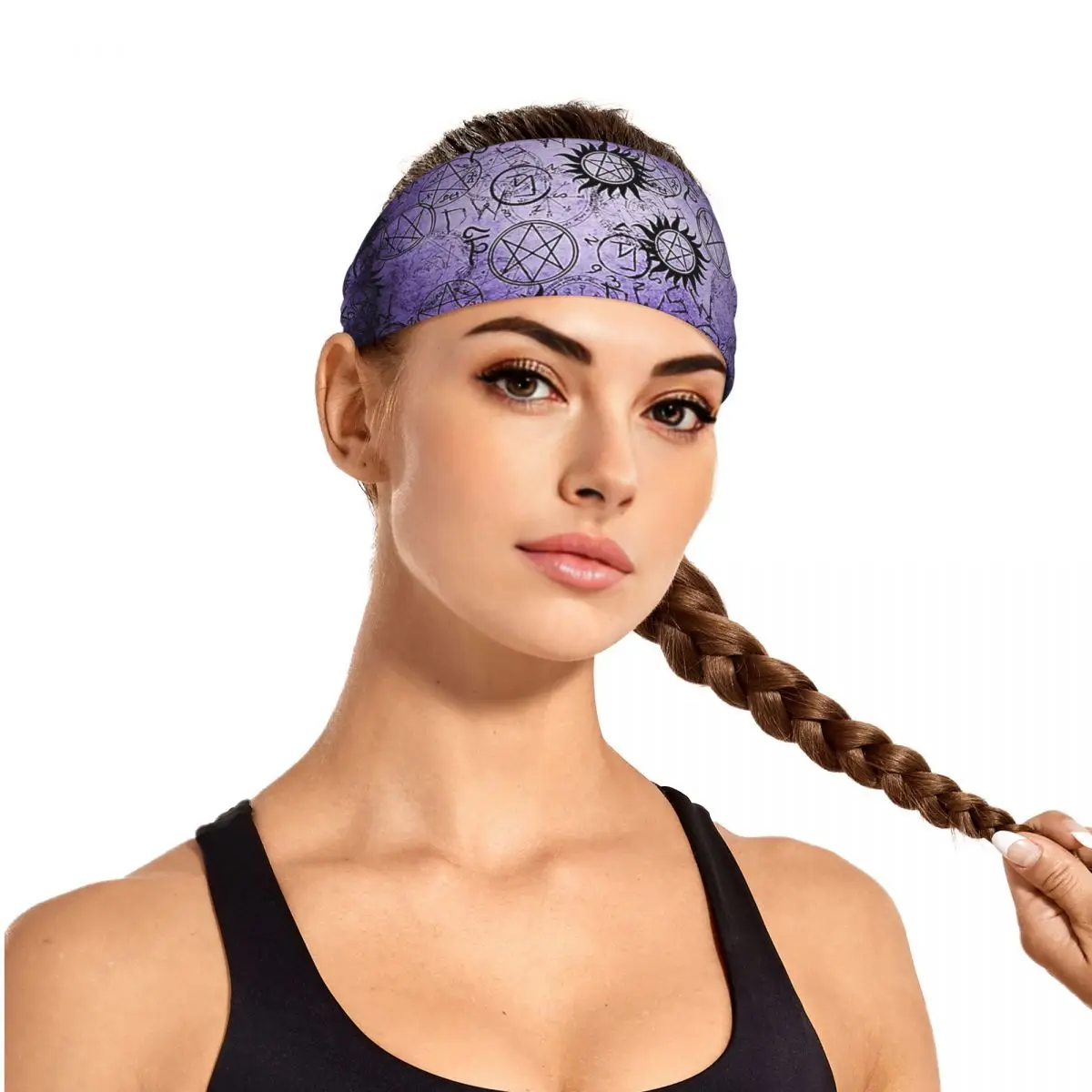 

Custom Supernatural Purple Sweatband for Men Women Quick Drying Sports Sweatband Gym Yoga Running