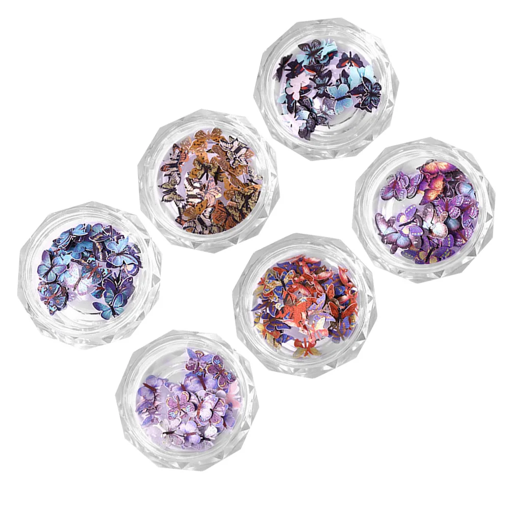 

6pcs Beautiful Nail Decoration DIY Butterfly Pattern Stickers Accessories Embellishments Durable Safe Colorful Nail Decor