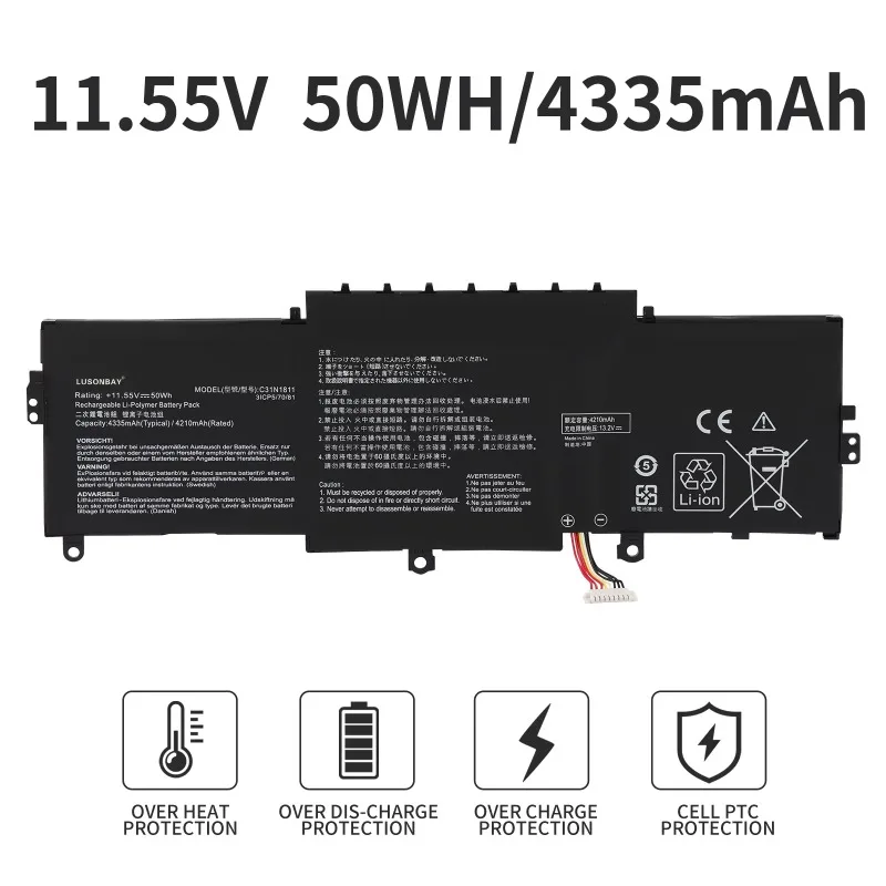 C31N1811 11.55V 50WH Laptop Li-ion Battery for ASUS ZenBook 14 UX433F UX433FA-A5046R 0B200-03080000 for ASUS BX433FN UX433FN-2S