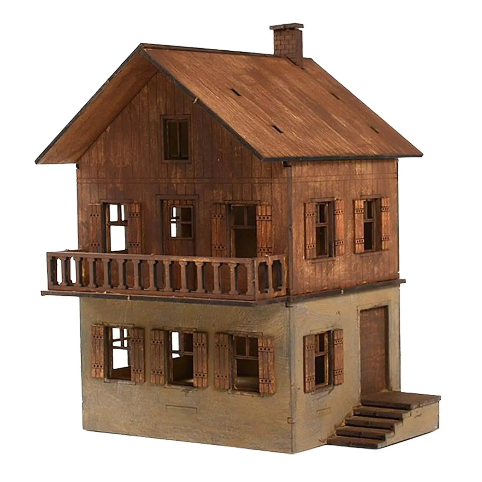 DIY Wooden House Assemble Unassembly Wooden Puzzle Handmade Educational Toys DIY Crafts 1/72 Models House Miniature Scene Layout