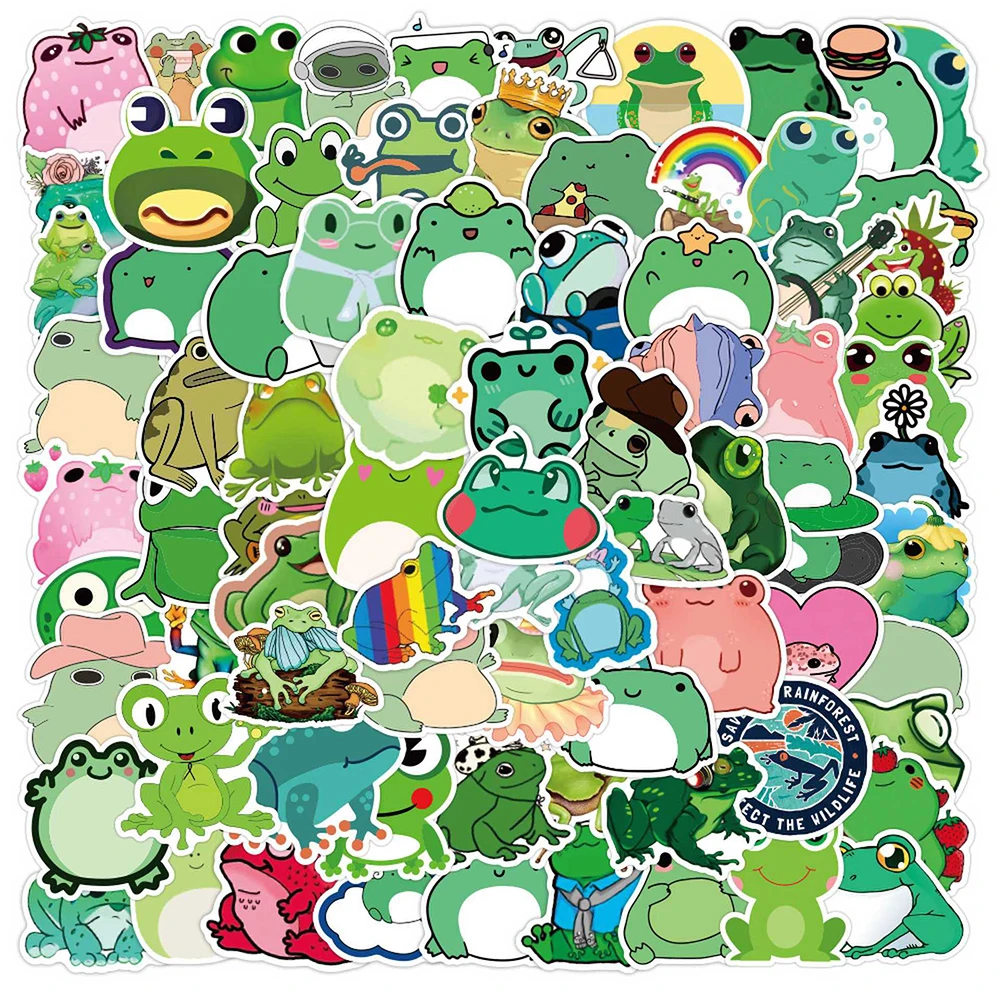 

10/30/50/100pcs Cute Cartoon Animal Frog Stickers Funny Creative Sticker Kids Toy Scrapbook Phone Suitcase Bike Graffiti Decals