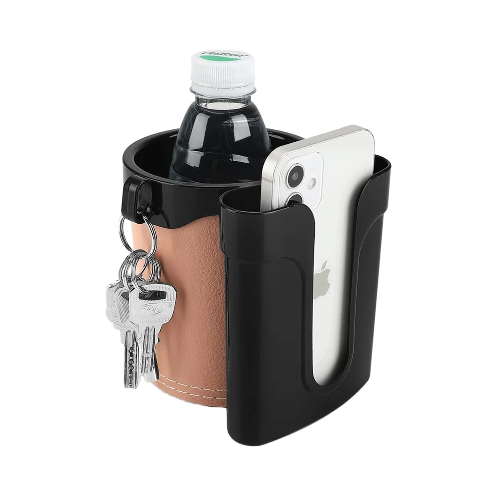 

STLF 3-in-1 Universal Bike Cup Holder Cell Phone Keys Holder Water Bottle Drink Can Holders Black Plastic for Bicycles Motorcycl
