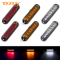 2pcs 6 LED 12V -24V Side Marker Warning Light Clearance Lamp Turn Signal Sparkling Light Car Truck Trailer Lorry Caravan Bus Van