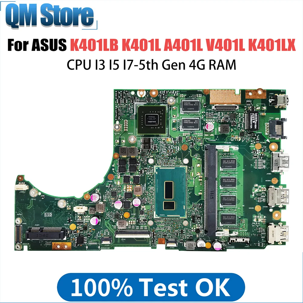 K401LB Notebook Mainboard For ASUS K401L A401L V401L K401LX Laptop Motherboard CPU I3 I5 I7 5th Gen 4G RAM GT940M V2G