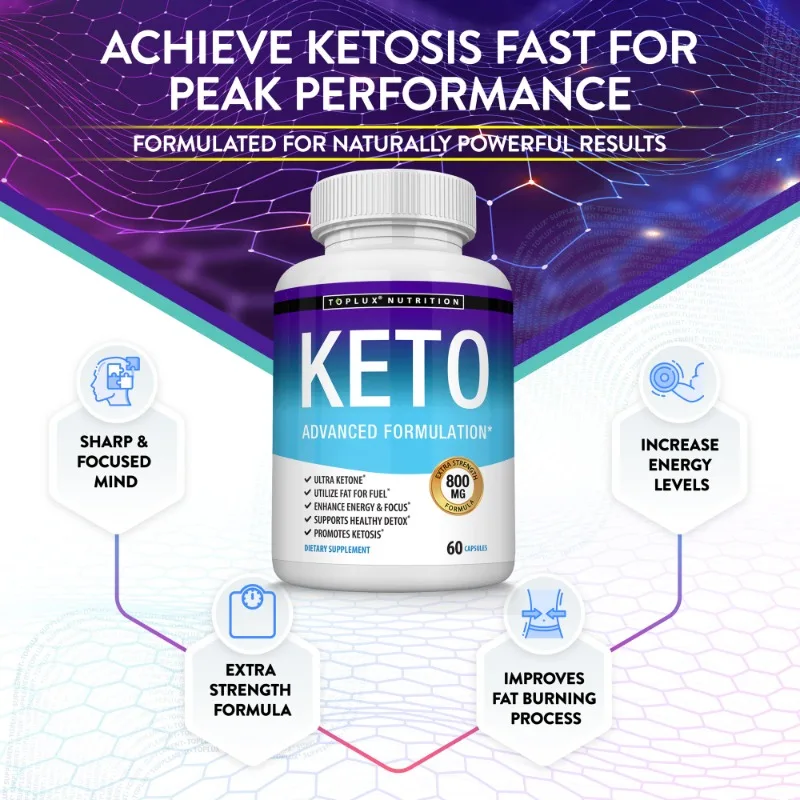 Keto Capsules Ketosis Supplement Ketones for Weight Management, Desire, Energy, Fat Burning, Lean Belly, Muscle 60 Capsules