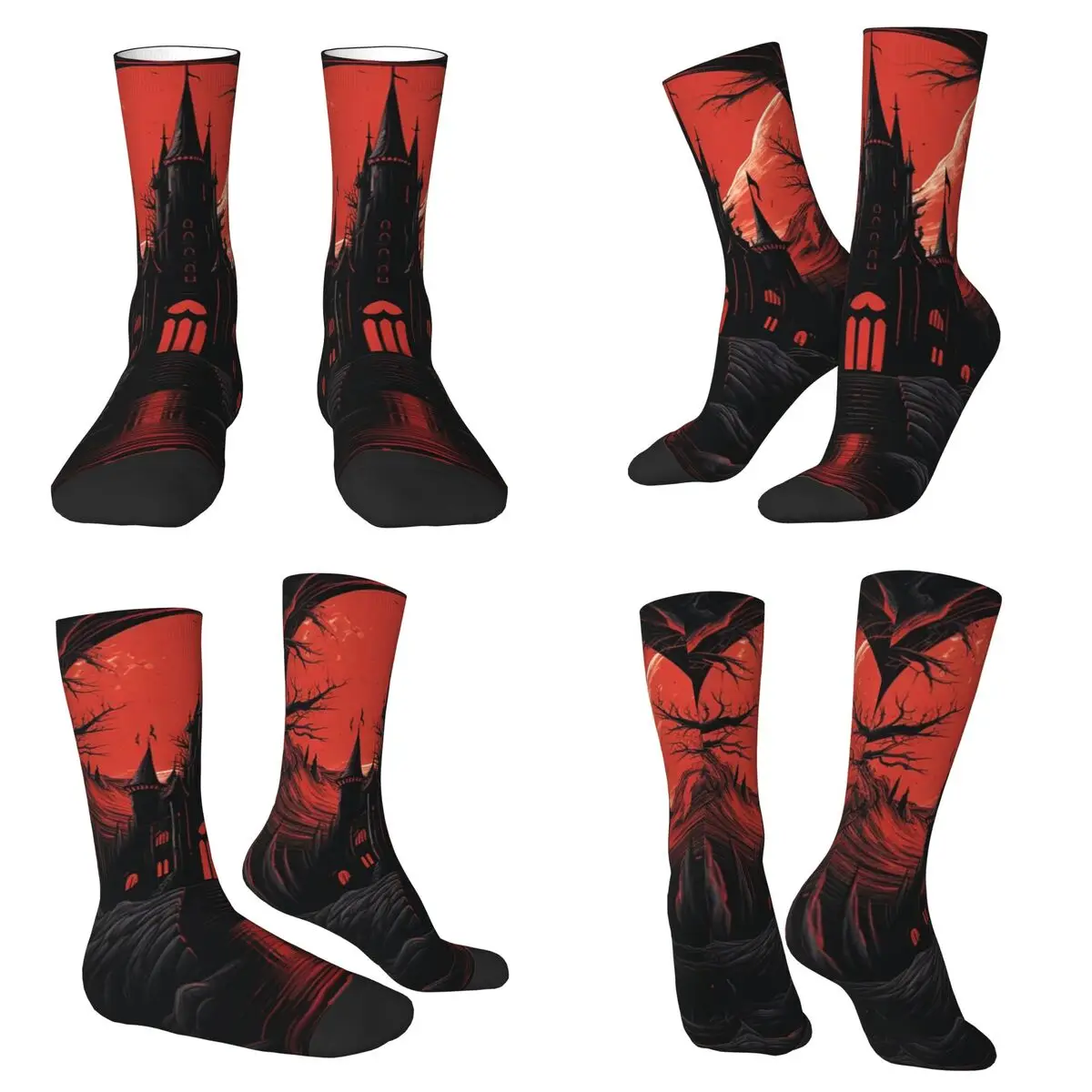 

Носки в готическом стиле Dark Fantasy с изображением замка, в стиле Харадзюку, впитывающие пот, всесезонные, для мужчин и женщин
