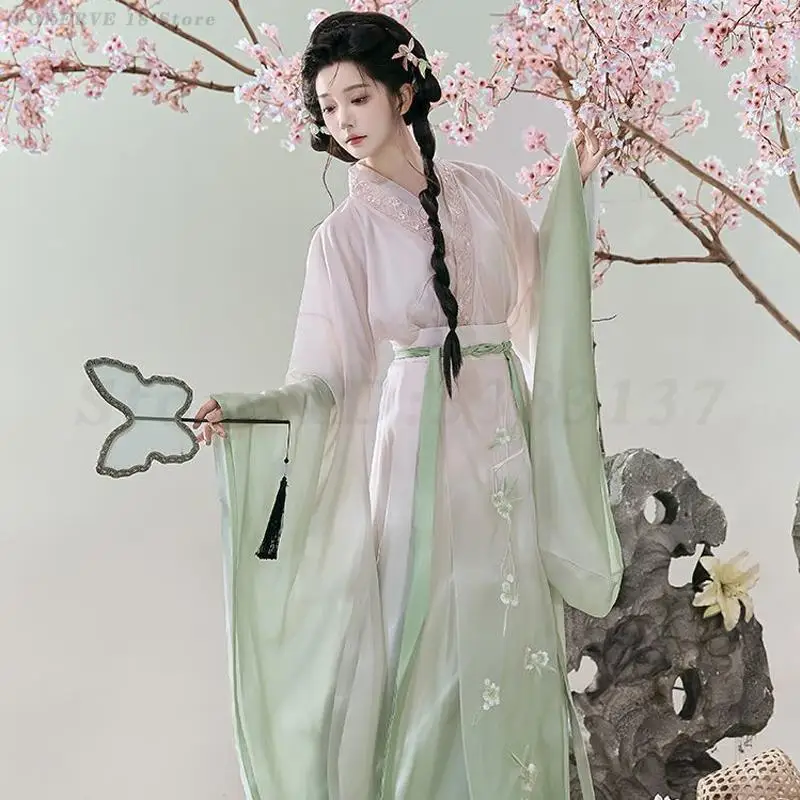 وي جين هانفو مجموعة الصينية التقليدية الجنية تأثيري حلي الجدة فستان قديم ربيع الخريف التطريز سلالة تانغ الملابس