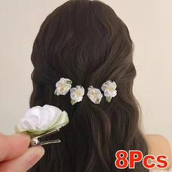 Flower Braided Hair Hairpin Hair Clips Small Satin Flower Barrettes Girl Sweet Elegant Jasmine Headdress Mini Hair Accessories