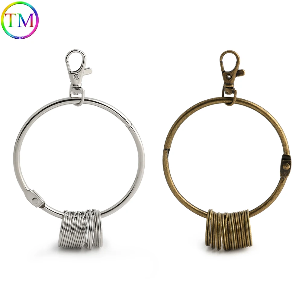 1/5/10Sets Vintage Key Rings Bronze Large Round Hoop Key Ring Organizer with Lobster Clasp for Multiple Keys Accessories