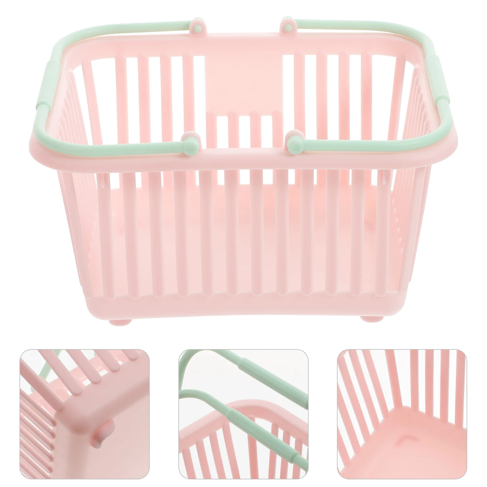 3 Pcs Storage Basket The Tote Bag Toys Mini Trash Can Pink Plastic Baskets with Handles Small Box Child