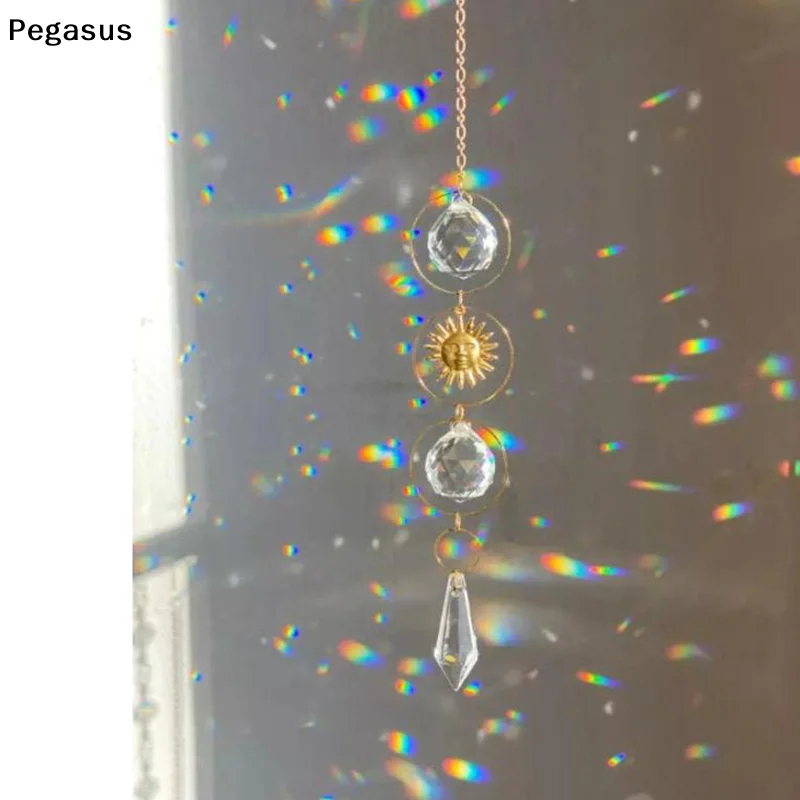 [S]Crystal Sun Catcher Window Hanging Prism Decoration Rainbow Window Decor