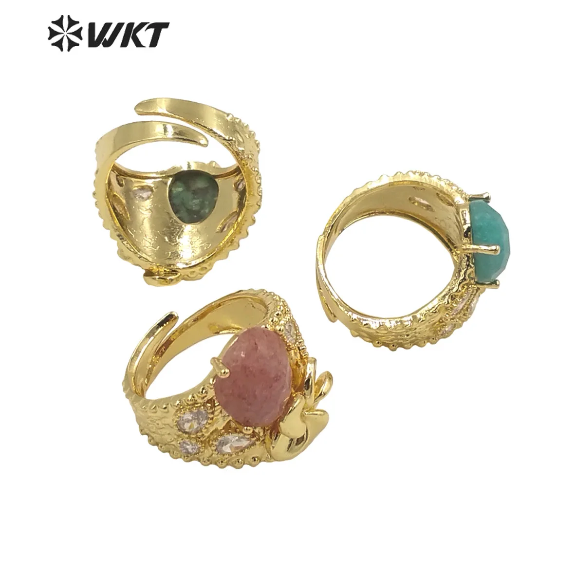 WT-R485   Romatic Style Natual Gemstone Women Accessory Ring 18K Gold Plated Jewelry NEW SAlE Nice Design LAdy Hot