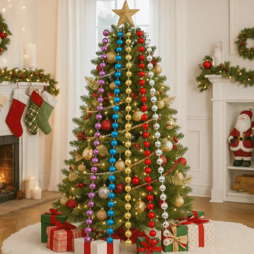 

Creative Colored Bead Chain 5/10M DIY Christmas Tree Pearl String Decorative Craft Christmas Decoration Bead String