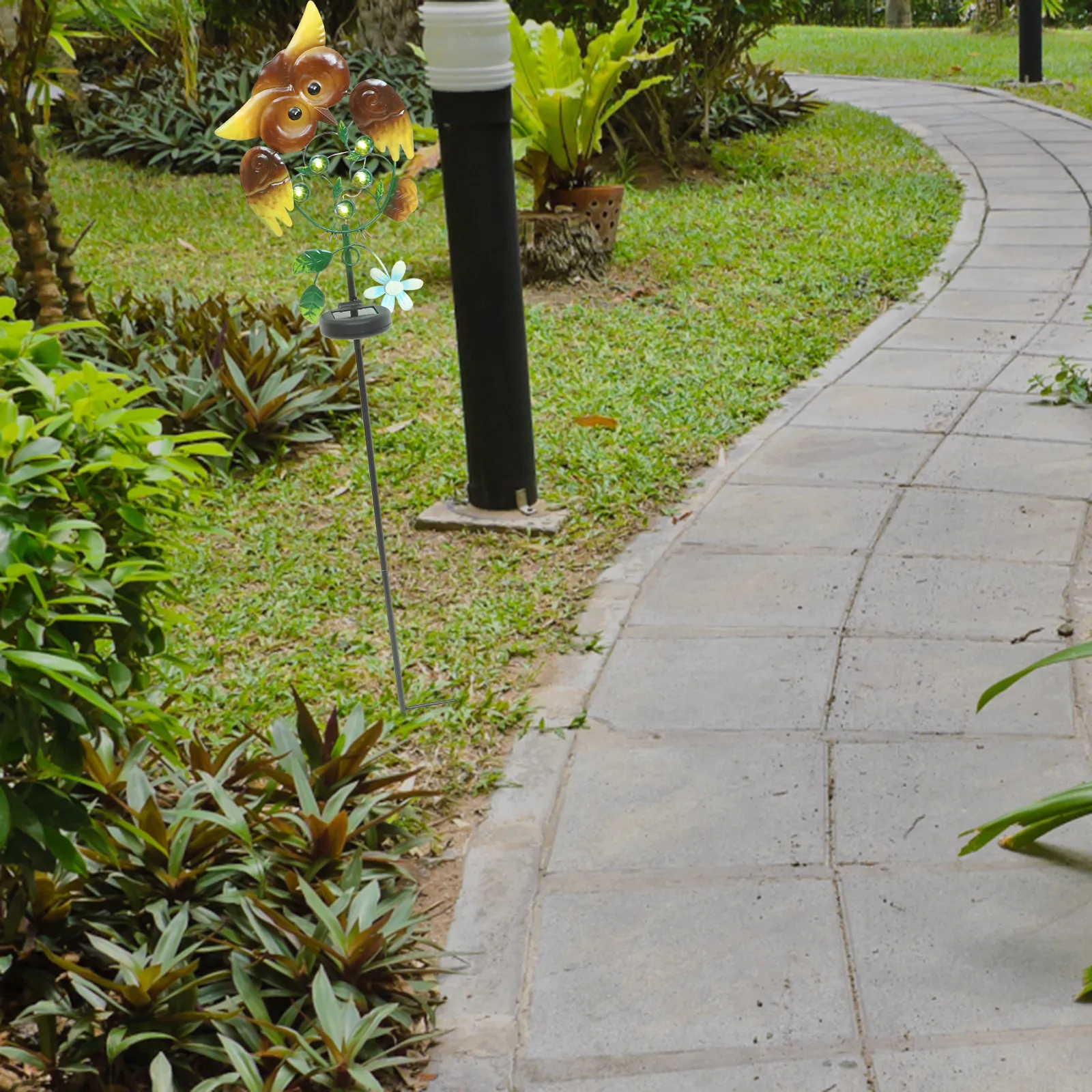 1Pcs Owl Rain Gauge Light Solar Outdoor Garden Lawn Lamp Waterproof Decorative Yard Light for Courtyard Pathway