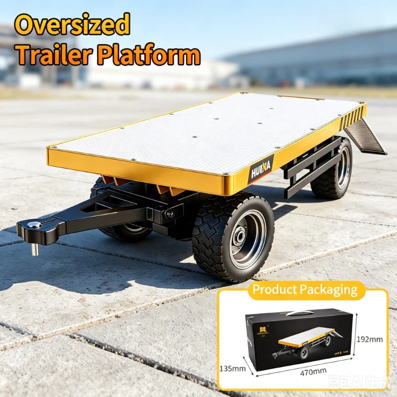 Huina 1578 Flatbed Truck Simulation Model Suitable for 1/10 Scale Electric RC Forklifts Toy Engineering Vehicle Tailgate