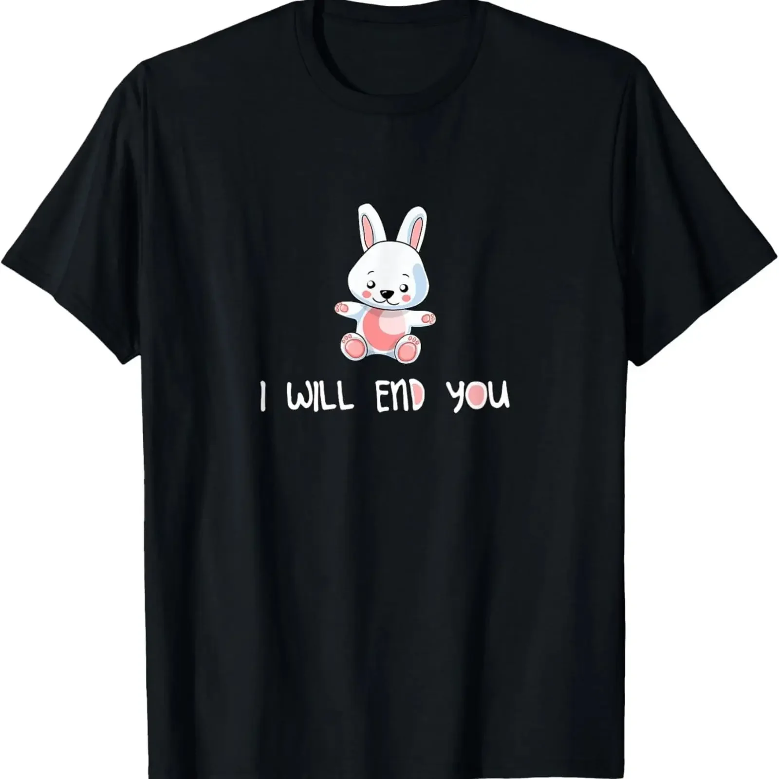 I Will End You Cute Bunny Sarcastic T Shirt vintage Washed homme Casual fashion Comfortable Stretched Unisex Breathable