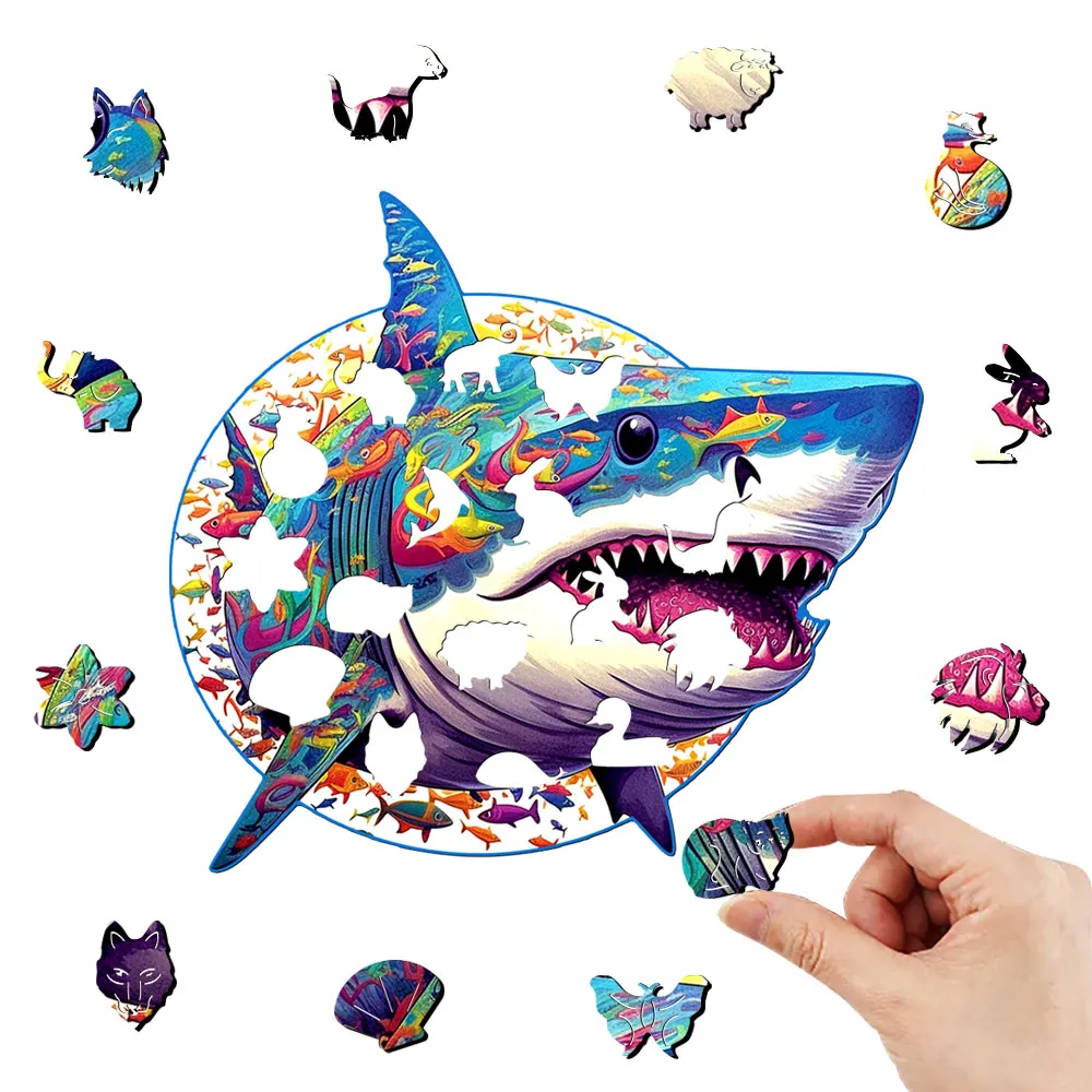 Shark Wooden Puzzle Personalized 3D Puzzle Adult Children's Gift Education Children's Toy Game