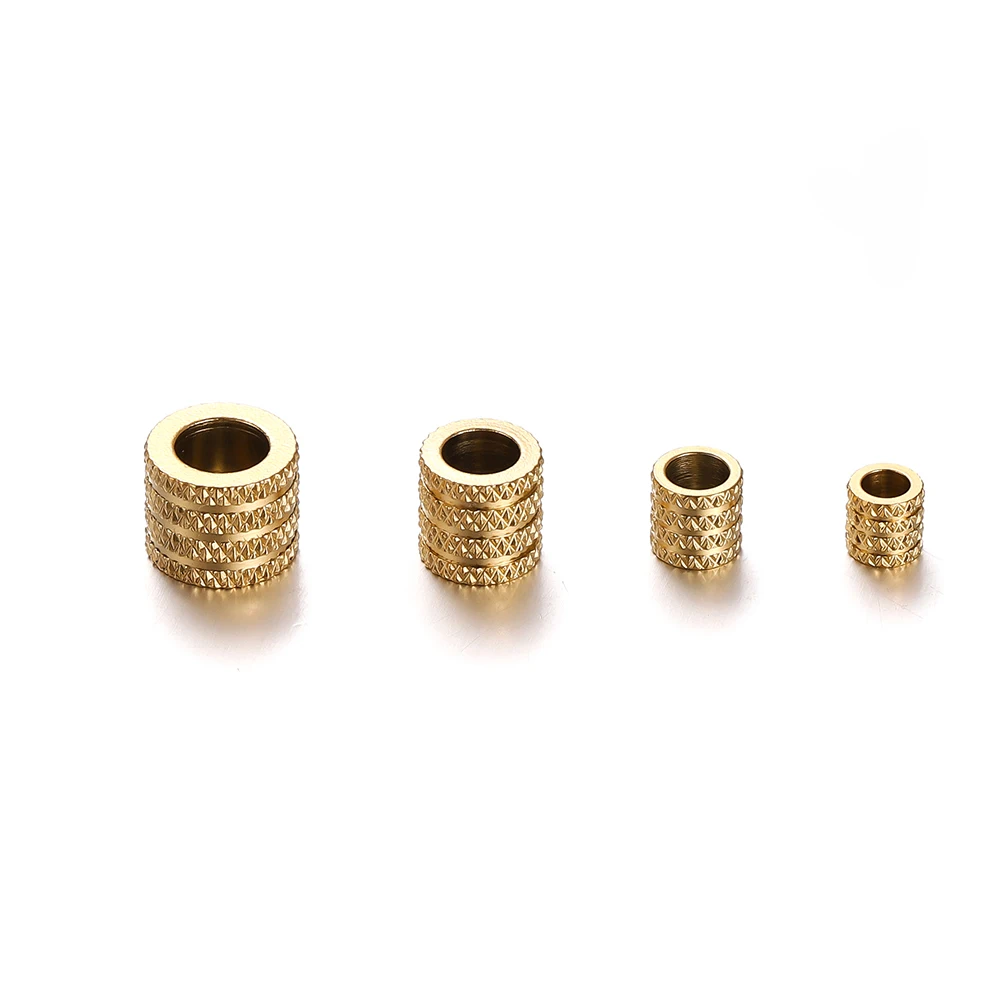 10Pcs 5/6/8/10mm Stainless Steel Large Hole Bead Gold Color Loose Spacer Beads Charms for Bracelet DIY Jewelry Making Supplies