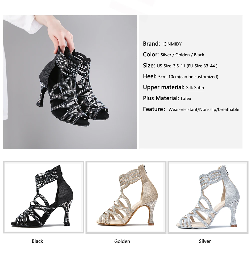 CINMIDY Neue Damen-Latin-Tanzschuhe, Modische Partyschuhe, Ballsaal-Tanzstiefel, Salsa-Tango-Schuhe, Damen-Tanzsandalen – Detail 5