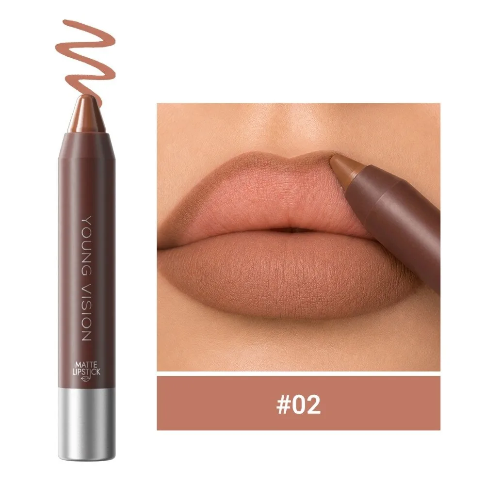 Chocolate Tone Matte Lip Liner Pencil Waterproof Non-stick Cup Lip Contouring Pencil Long Lasting Soft Velvet Lipstick Pen