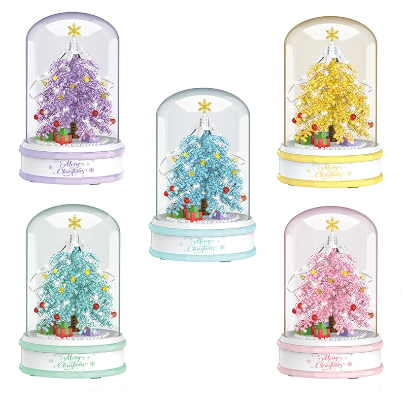 

Winter Christmas Creative Colorful Christmas Tree Music Box Desktop Decoration Micro Building Blocks Bricks Toys Gifts