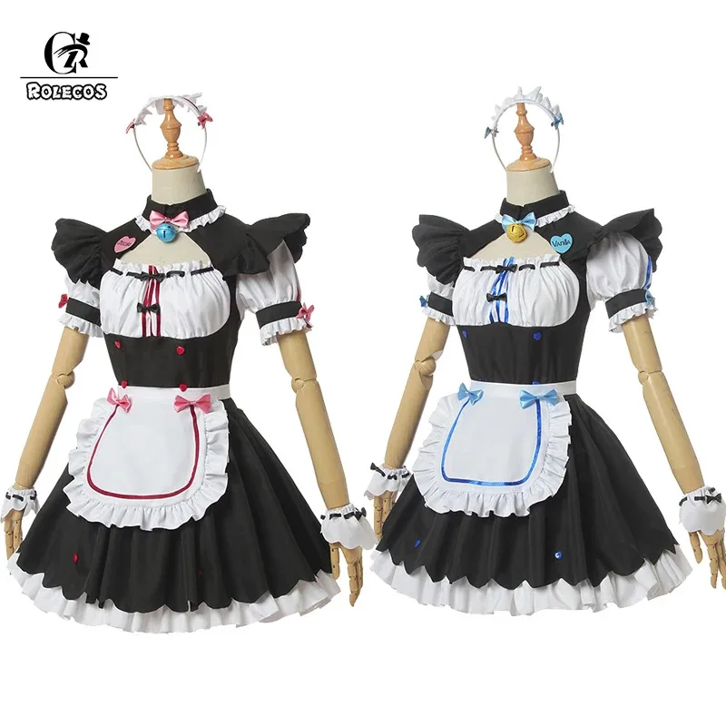ROLECOS Game Chocola Vanilla Maid Dress Costume Cosplay Women Cat Neko Girl NEKOPARAv;2,r'6;t. view 3