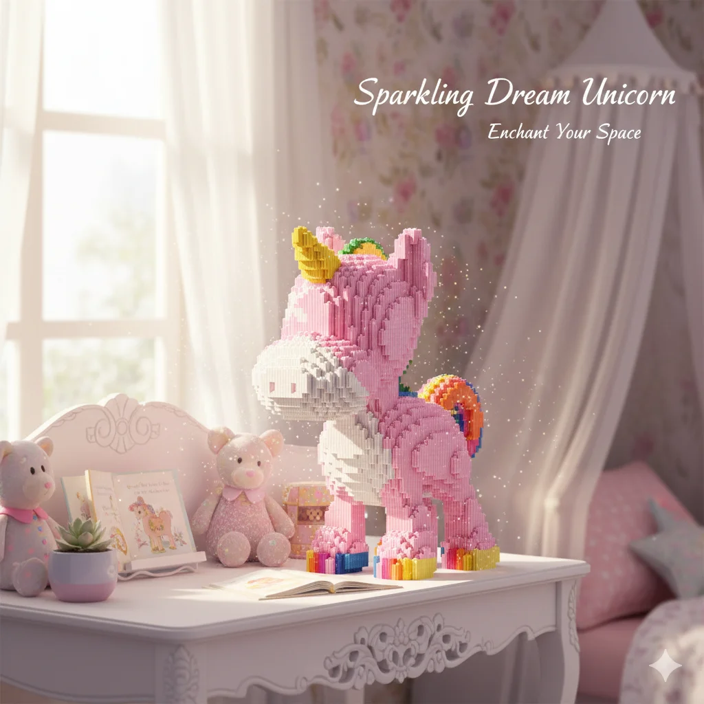 

32 см DIY Единорог Строительные Блоки Игрушка Радужный Кирпич Головоломка Игрушечная Модель С 4460 МикроЦемами Для Детей Девочек Подарок На День Рождения Декор