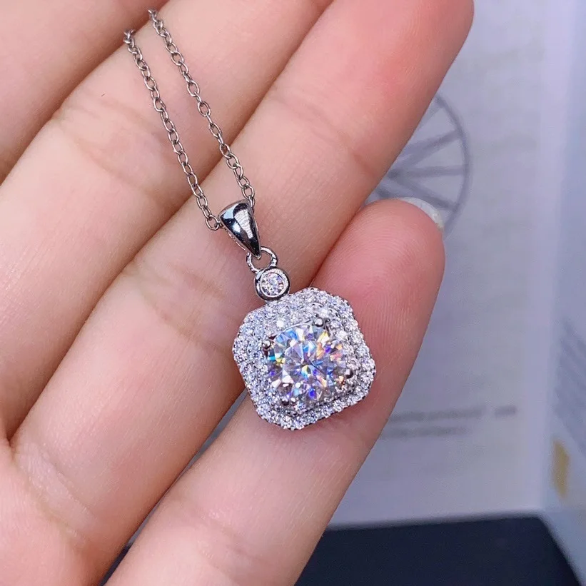 Heart shape 3ct moissanite Diamond Pendant Real 925 Sterling Silver Charm Party Wedding Pendants Necklace For Women Fine Jewelry
