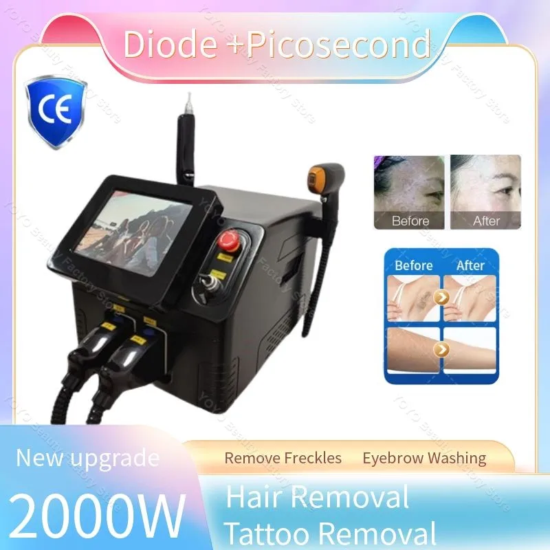 

Professional 2 in 1 laser Nd yag Beauty Eyebrow washing Q Switch tattoo removal machine diode laser hair removal machine