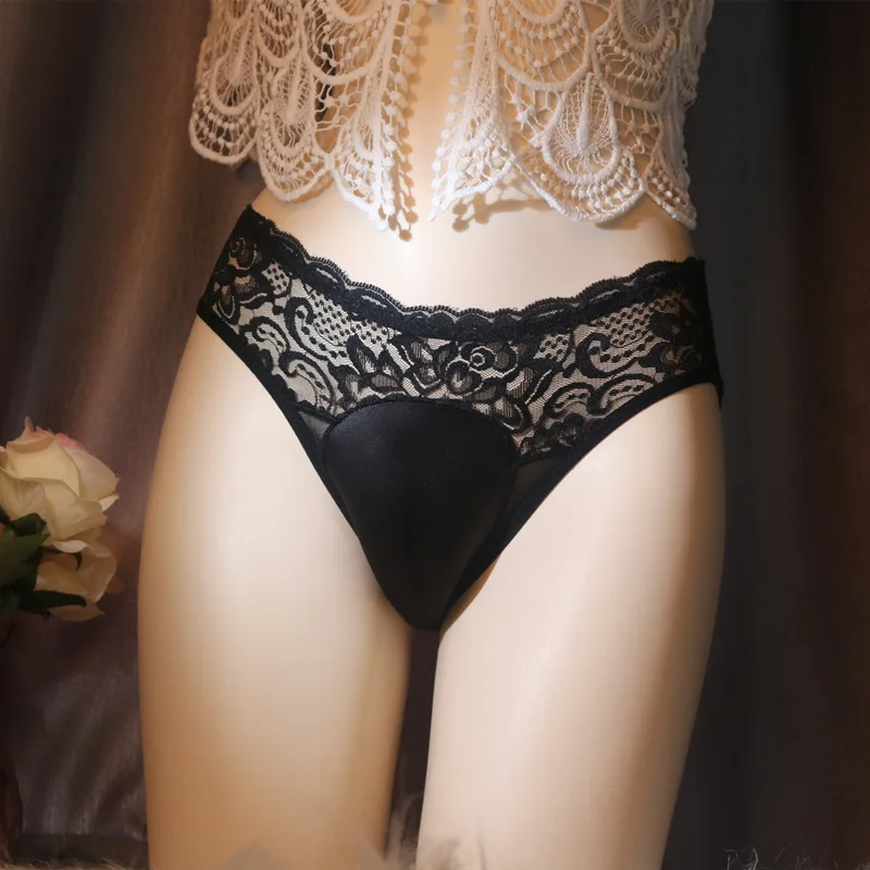 Camel Toe Briefs Cross-dresser Hiding Gaff Underwear Gay Man Fake Vagina Underpants Sissy Sheer Lace Mesh Panties Sexy Lingerie